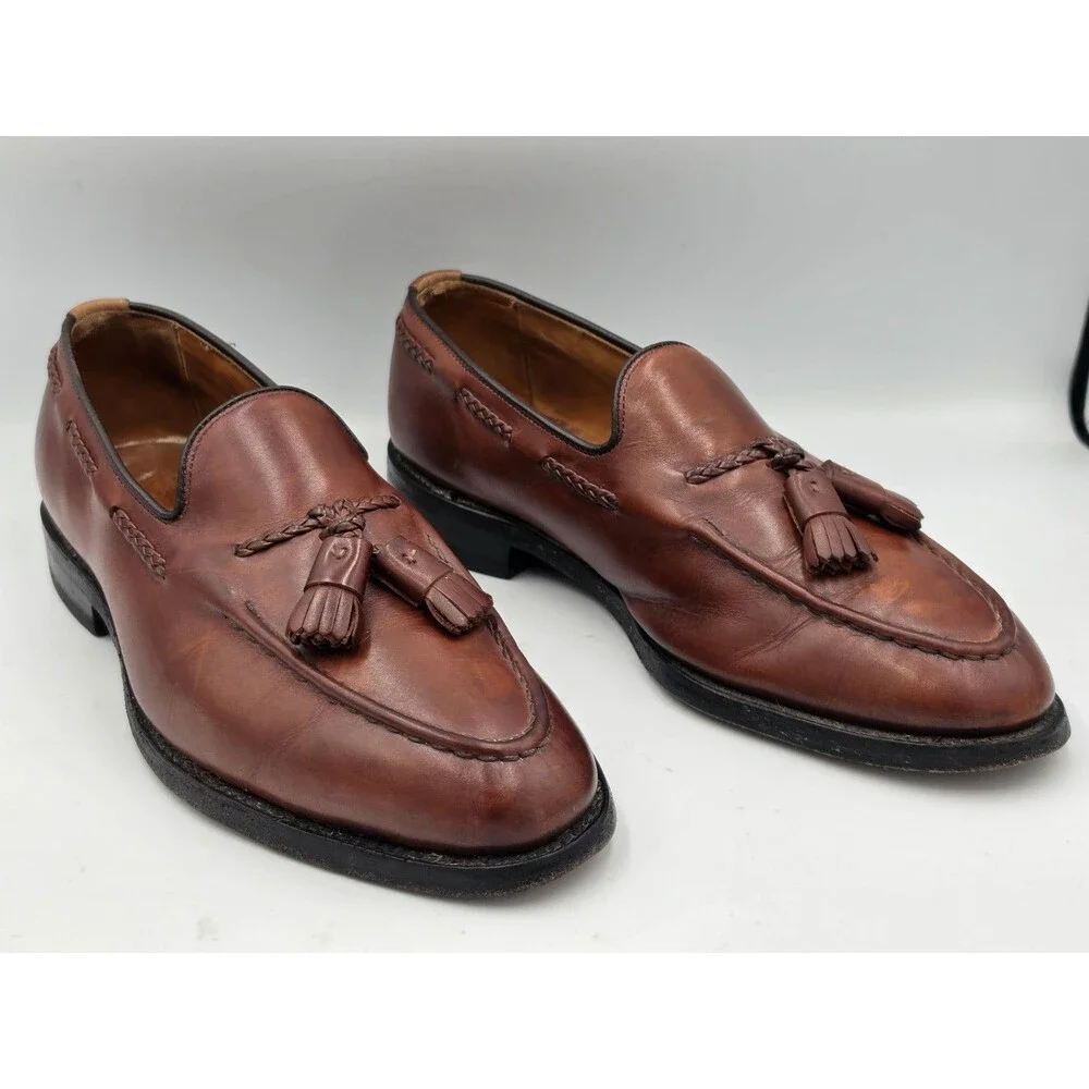 Allen Edmonds Brookwood Men's Brown Leather Tassel Slip-On Dress Loafers Size 9